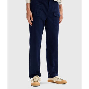 DESIGUAL Mens Straight Trousers W34 Dark Navy Blue Flipper Cargo Work Casual